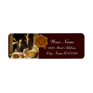 ANTIQUE BAKER BAKERY BREAD SHOP WAX SEAL MONOGRAM RETURN ADDRESS LABEL