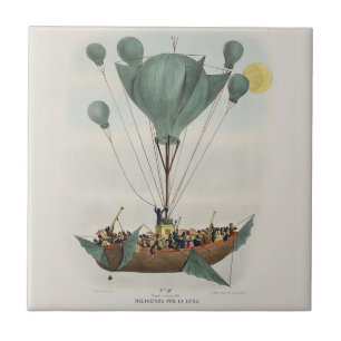 Antique Balloon Air Ship Artwork Ceramic Tile
