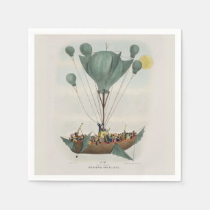 Antique Balloon Air Ship Artwork Napkin