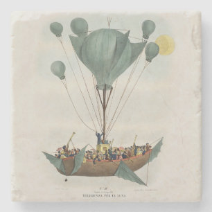 Antique Balloon Air Ship Artwork Stone Coaster