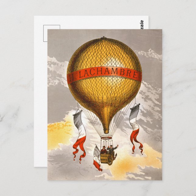 Antique Balloon labelled "H. Lachambre", 1880 Postcard (Front/Back)