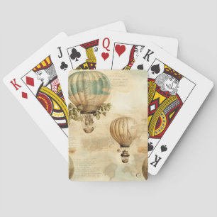 Antique Balloon Peony Botanical Travel Playing Cards