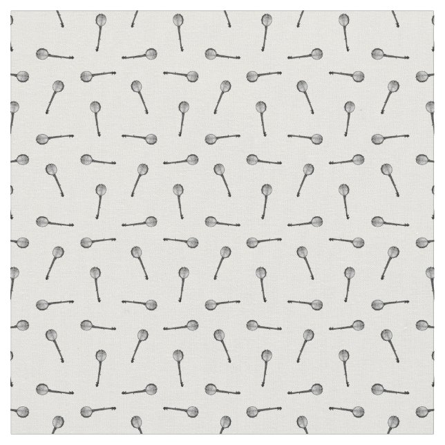 Antique Banjos Music Art CUSTOM BG COLOR Fabric (Close Up)