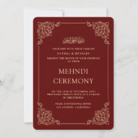 Antique Baroque Gold Burgundy Red Mehndi Ceremony