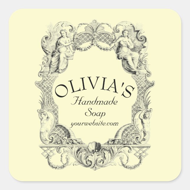 Antique Baroque Rococo Cartouche Square Sticker (Front)