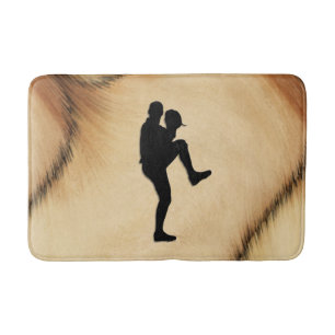 Antique Baseball Player Pitcher Windup Bath Mat