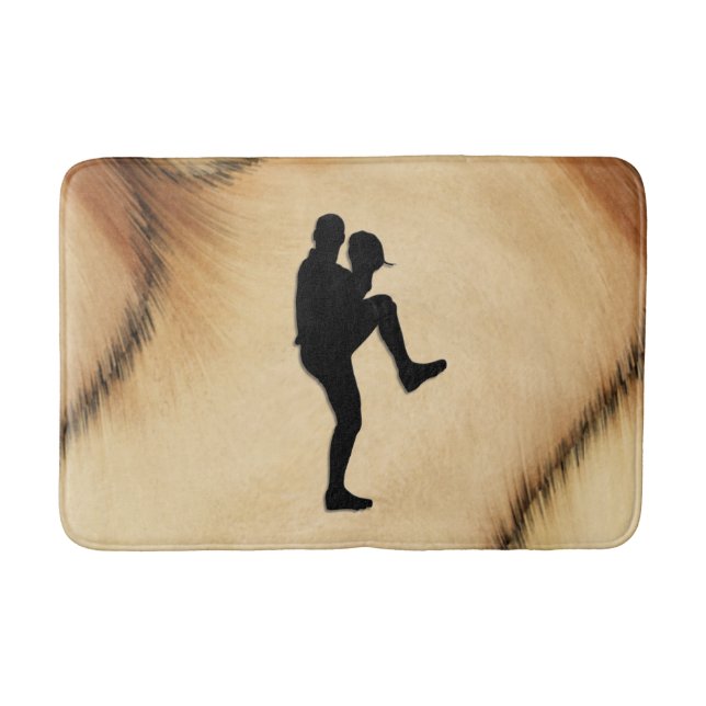 Antique Baseball Player Pitcher Windup Bath Mat (Front)