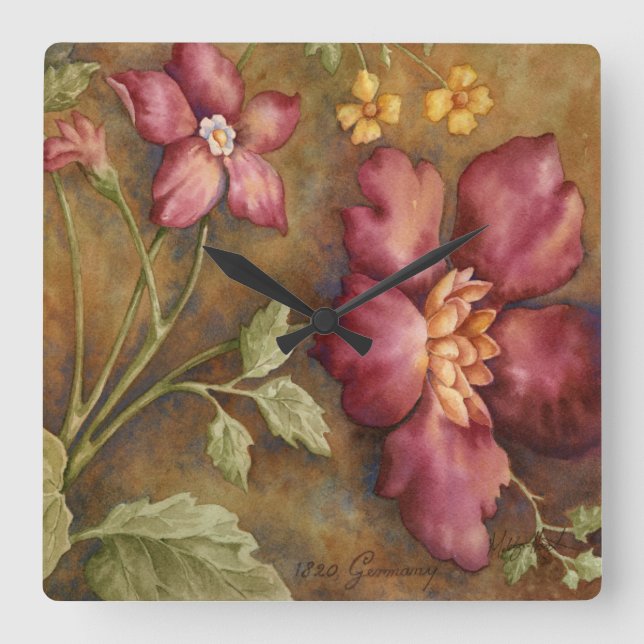 Antique Beauties II Square Wall Clock (Front)