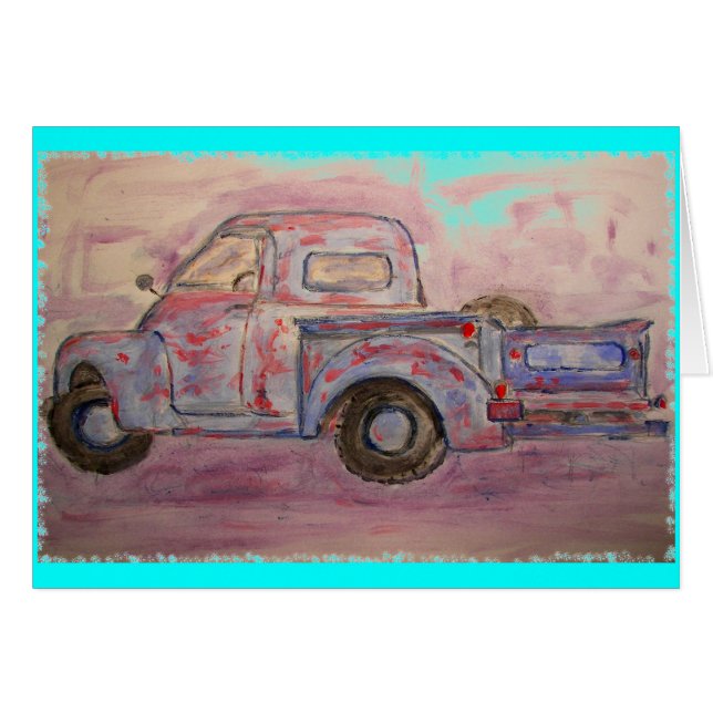 antique beauty blue patina truck (Front Horizontal)