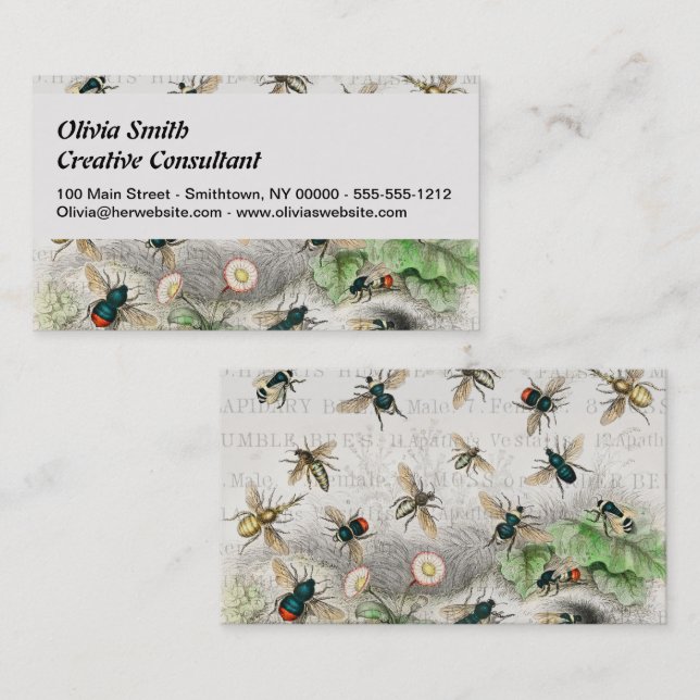 Antique Bee Honey Worker Queen Bees Vintage Business Card (Front/Back)