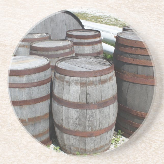 Antique Beer Barrels Photograph Coaster (Front)