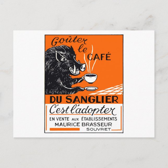 Antique Belgian Coffee Boar Advertising Postcard (Front)