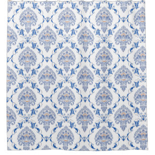 Antique believer cobalt blue and white Victorian   Shower Curtain