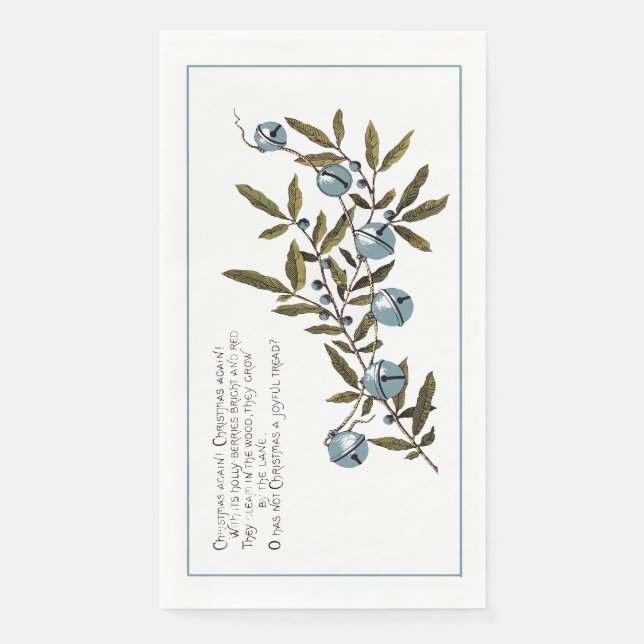 Antique Bells and Blueberries Greeting L.Prang Co. Napkin (Front)