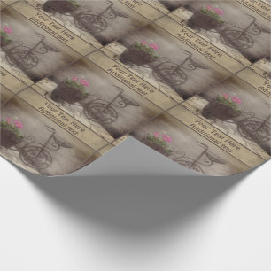 Antique Bicycle Flower Basket Personalized Wrapping Paper