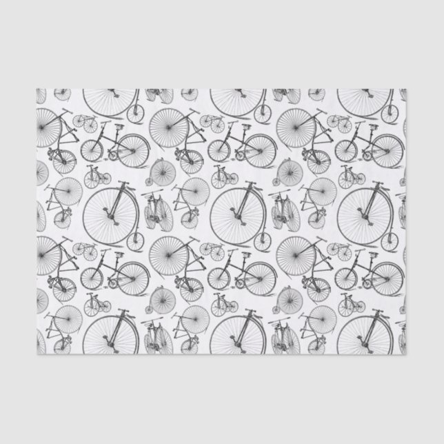 Antique Bikes & Bicycles Pattern CUSTOM COLOR Tissue Paper (Front)
