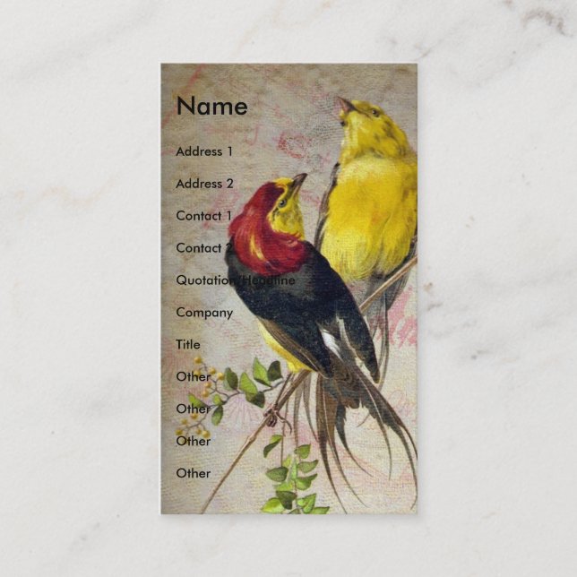Antique Birds Business Card (Front)