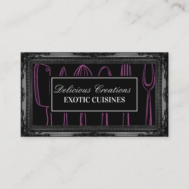 Antique Black Frame | Illustrative Kitchenware Business Card (Front)