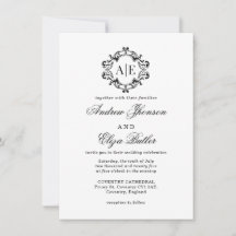 Antique Black & White Crest Monogram Wedding