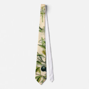 Antique Blackthorn Botanical Print Flower Berry Tie