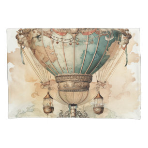 Antique Blue Airship World Map Explorer Pillowcase