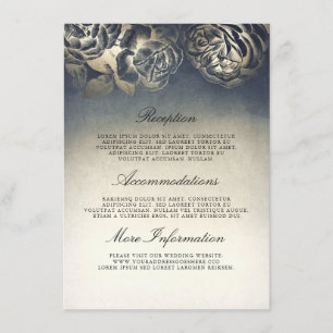 Antique Blue and Gold Wedding Information Guest Enclosure Card
