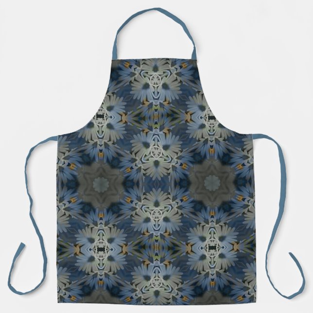 Antique Blue Daisy Floral Apron (Front)