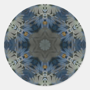 Antique Blue Daisy Floral Classic Round Sticker