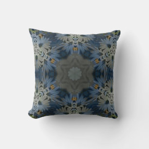 Antique Blue Daisy Floral Cushion