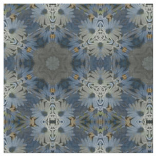 Antique Blue Daisy Floral Fabric