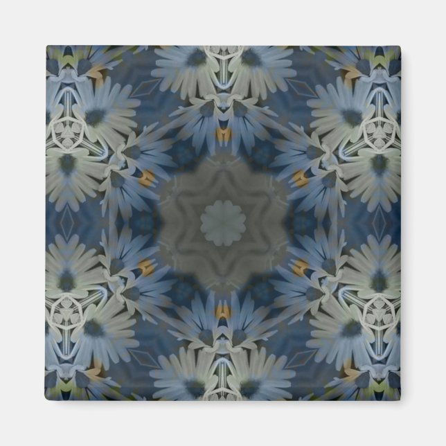 Antique Blue Daisy Floral Magnet (Front)