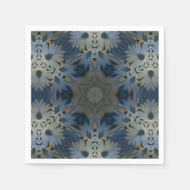 Antique Blue Daisy Floral Napkin (Front)