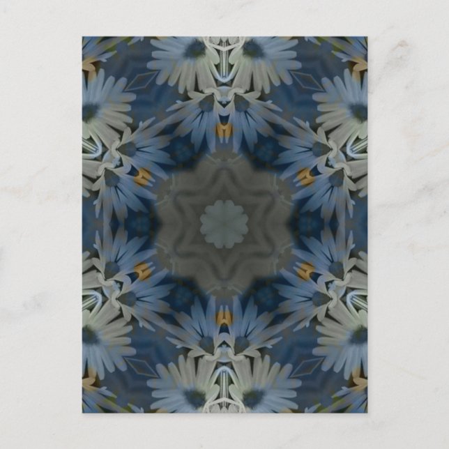 Antique Blue Daisy Floral Postcard (Front)