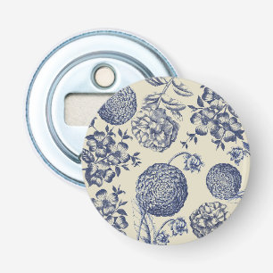 Antique Blue Flower Print Floral Bottle Opener