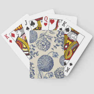 Antique Blue Flower Print Floral Playing Cards