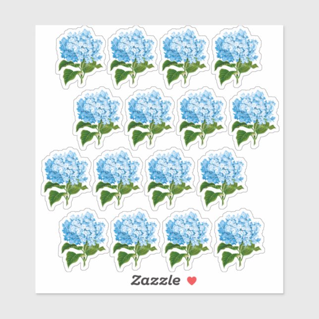 Antique Blue Hydrangea Blossom Stickers (Sheet)