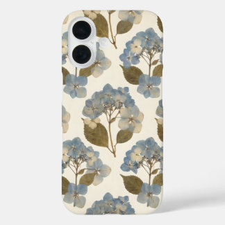 Antique Blue Hydrangea | Vintage Pressed Botanical iPhone 16 Case