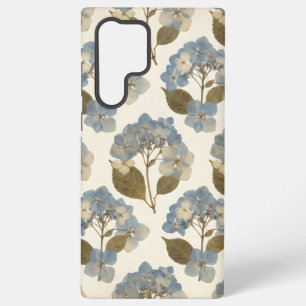 Antique Blue Hydrangea Vintage Pressed Botanical Samsung Galaxy Case