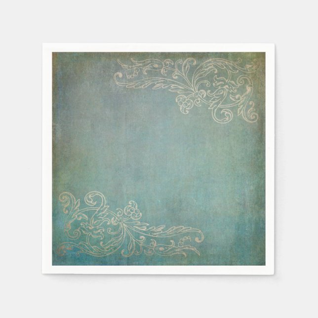 Antique Blue & Lace Paper Napkin (Front)