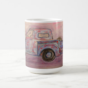 antique blue patina truck coffee mug