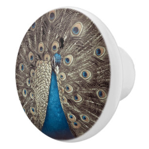 Antique Blue Peacock Ceramic Knob