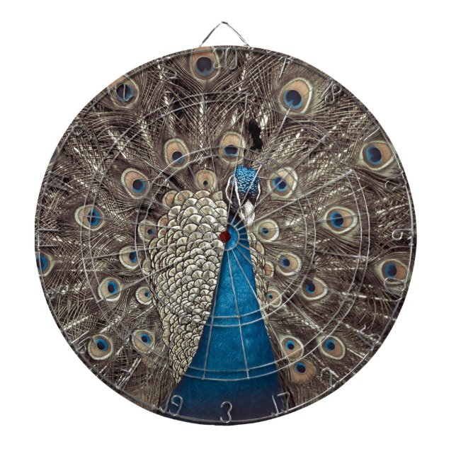 Antique Blue Peacock Dartboard (Front)