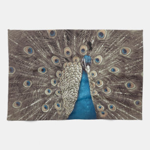 Antique Blue Peacock Tea Towel