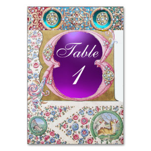 ANTIQUE BLUE PINK FLORAL,PURPLE GEMSTONES,PEARLS TABLE NUMBER