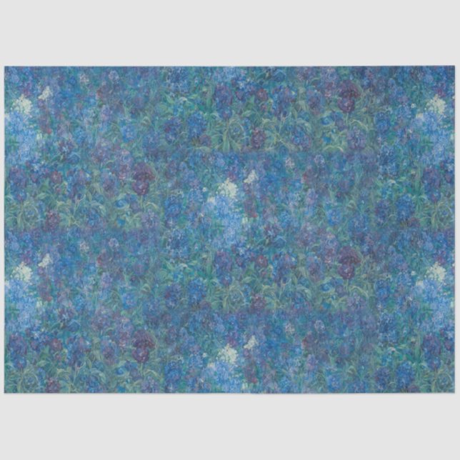 Antique Blue Purple Iris Old Masters Art Decoupage Tissue Paper (Front)