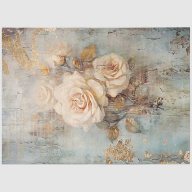 Antique Blue Romance Design Series 19 Tissue Paper (Front)