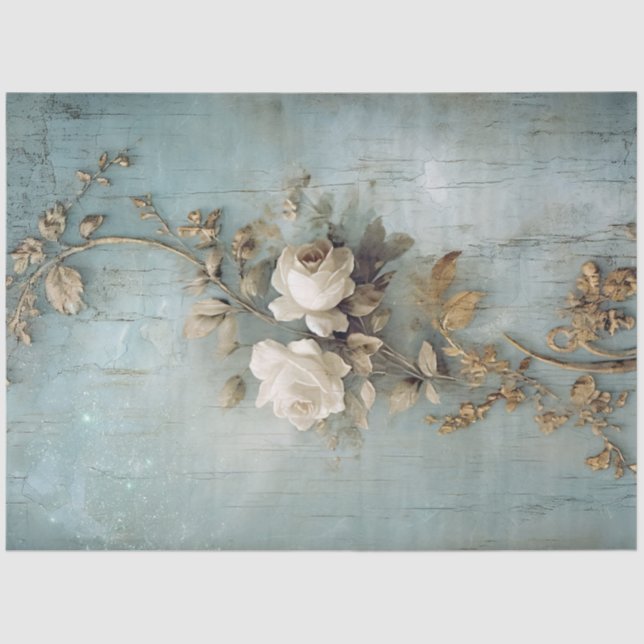 Antique Blue Romance Design Series 5 Tissue Paper (Front)