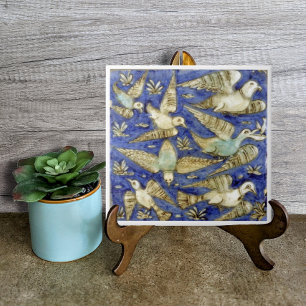 Antique Blue Sea Birds Gull Pelican Seagull Ceramic Tile