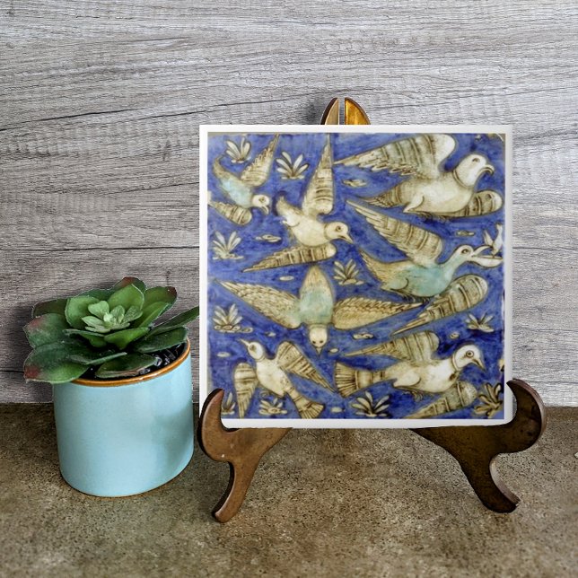 Antique Blue Sea Birds Gull Pelican Seagull Ceramic Tile (Creator Uploaded)