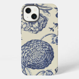 Antique Blue Toile Botanical Flower Print Floral iPhone Case